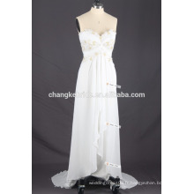 Robe de mariée en satin sans bretelles à manches courtes en dentelle